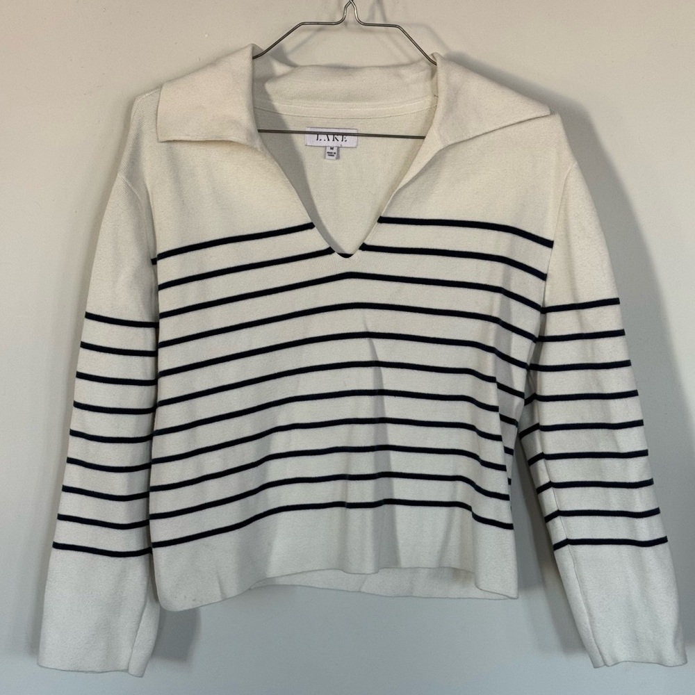 LAKE Lydia Cotton Sweater in Nautical Stripe